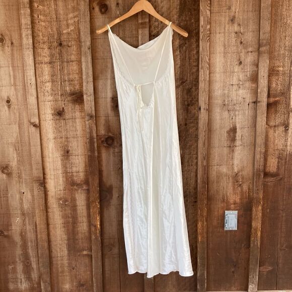 Satin Long Lace-up Slip Nightgown/lingerie with Slit - Picture 5 of 9